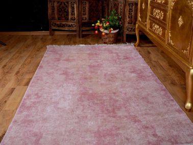 Latex Kaymaz Taban Dijital Baskı Kadife Halı Duru Pudra 80x200 cm - 4