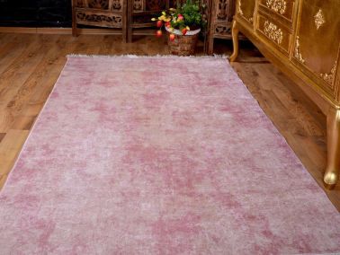 Latex Kaymaz Taban Dijital Baskı Kadife Halı Duru Pudra 80x300 cm - 5