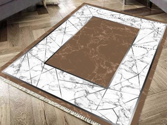 Latex Kaymaz Taban Dijital Baskı Kadife Halı Esta Kahve 80x150 cm - Çeyiz Diyarı