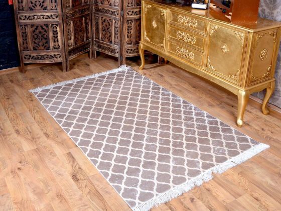 Latex Kaymaz Taban Dijital Baskı Kadife Halı Kupa Camel-Beyaz 100x200 cm - Çeyiz Diyarı (1)