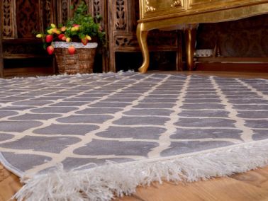 Latex Kaymaz Taban Dijital Baskı Kadife Halı Kupa Gri-Beyaz 100x200 cm - 7