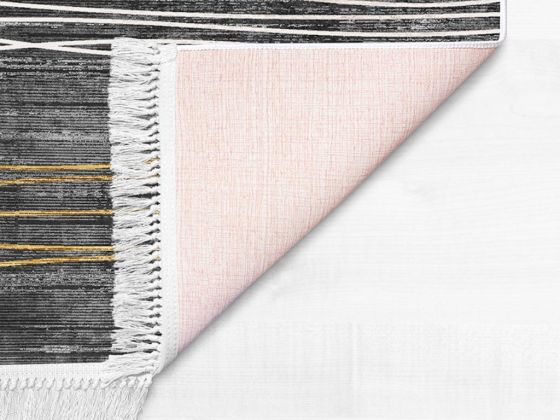 Latex Kaymaz Taban Dijital Baskı Kadife Halı Milan Gri-Siyah 80x150 cm - Çeyiz Diyarı (1)