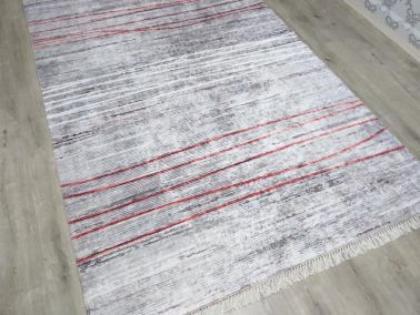 Latex Kaymaz Taban Dijital Baskı Kadife Halı Sasha Gri 120x170 cm - 1