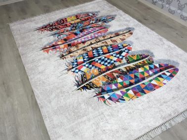 Latex Kaymaz Taban Dijital Baskı Kadife Halı Valentia Renkli 100x200 cm - 1
