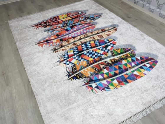 Latex Kaymaz Taban Dijital Baskı Kadife Halı Valentia Renkli 180x280 cm - Çeyiz Diyarı
