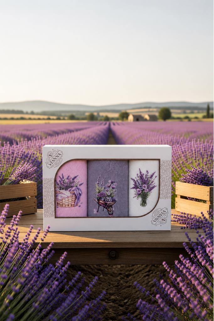 Lavender Baskılı 3lü Mutfak Havlu Takımı 30x50 Cm - 1