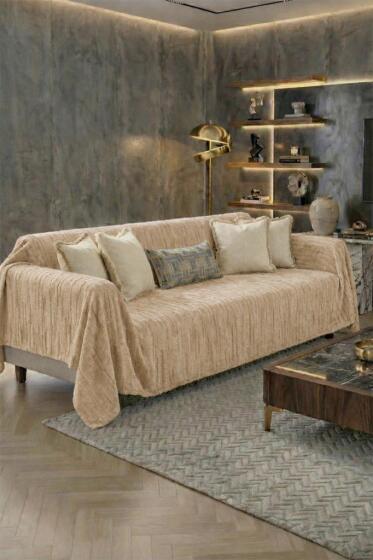 Lavinya Polar Koltuk Örtüsü 170x210 Cm Cappucino - Çeyiz Diyarı