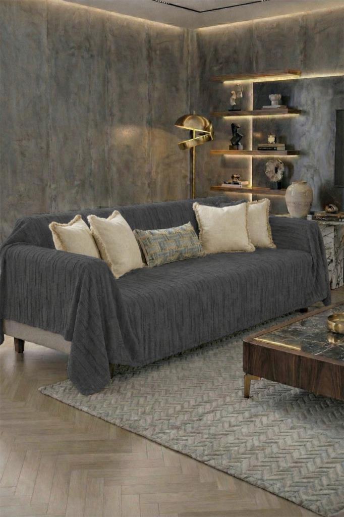 Lavinya Polar Koltuk Örtüsü 170x210 Cm Koyu Gri - 1