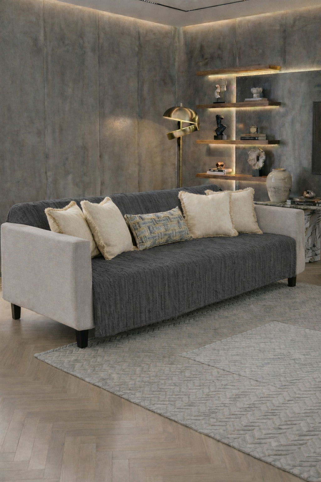 Lavinya Polar Koltuk Örtüsü 170x210 Cm Koyu Gri - 1