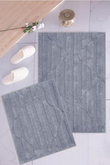 Lena 2'li Paspas Takımı Gri - Çeyiz Diyarı