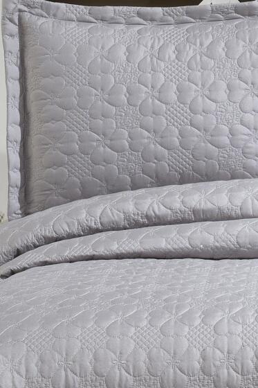 Lena Kapitoneli Çift Kişilik Yatak Örtüsü 230x240 Gri - Çeyiz Diyarı (1)