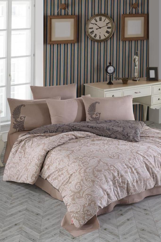 Leona Çift Kişilik Ranforce Nevresim Takımı Bej - 1