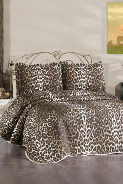 Leopar Baskılı Kapitoneli Çift Kişilik Yatak Örtüsü - 1