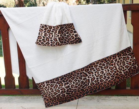 Leopar Desenli Bambu Banyo 2'li Havlu Takımı - Çeyiz Diyarı