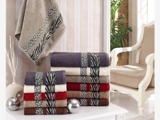 Leopar Zebra Bamboo 6lı Banyo Havlusu Seti - Çeyiz Diyarı