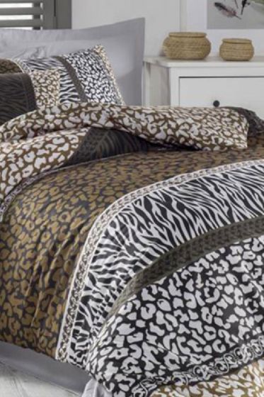 Leopard %100 Pamuk Çift Kişilik Nevresim Takımı Kahverengi - Çeyiz Diyarı (1)