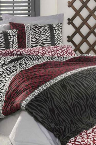 Leopard %100 Pamuk Çift Kişilik Nevresim Takımı Kırmızı - Çeyiz Diyarı (1)
