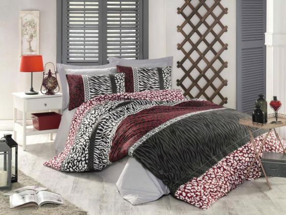 Leopard %100 Pamuk Tek Kişilik Nevresim Takımı Kırmızı - Çeyiz Diyarı