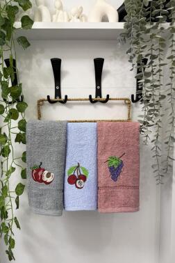 Lezzem Nakışlı 3lü Mutfak Havlu Takımı 30x50 Cm - 1