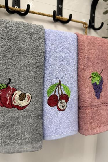 Lezzem Nakışlı 3lü Mutfak Havlu Takımı 30x50 Cm - Çeyiz Diyarı (1)