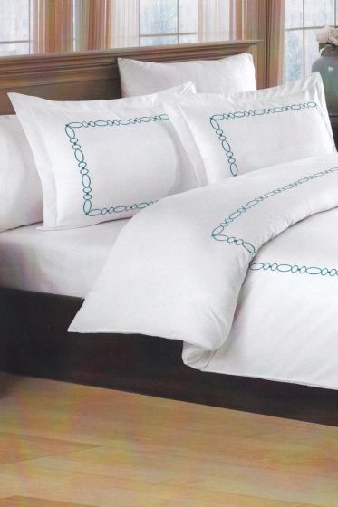Lilyana Pano Nakışlı %100 Pamuk Saten Çift Kişilik Nevresim Takımı Blue - Çeyiz Diyarı