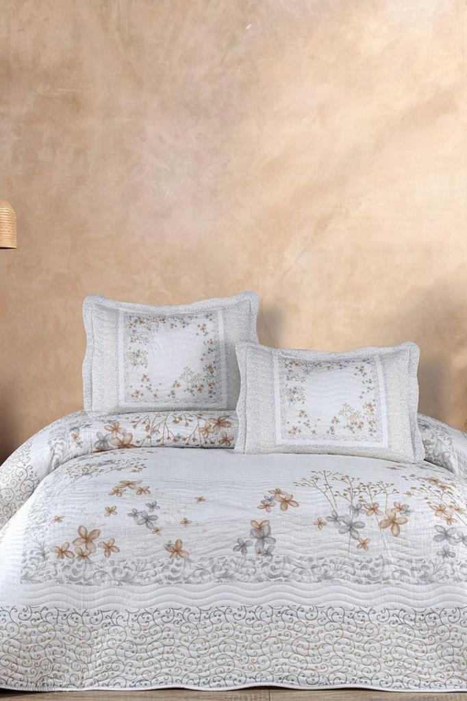 Liora Baskılı Kapitoneli Çift Kişilik Yatak Örtüsü Yeşil - 1