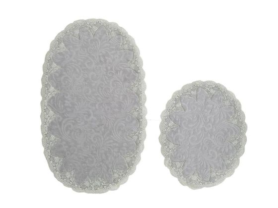 Lisa Fransız Güpürlü 2 Li Banyo Paspas Takımı Gri - Çeyiz Diyarı
