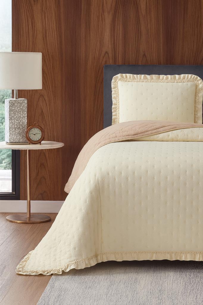 Lisbon Elyaf Dolgulu Tek Kişilik 180x240 Cm Yatak Örtüsü Cappucino - 1