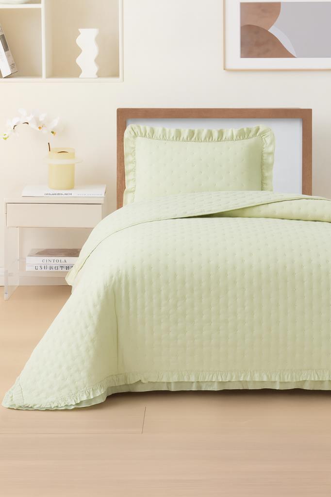 Lisbon Elyaf Dolgulu Tek Kişilik 180x240 Cm Yatak Örtüsü Krem - 1