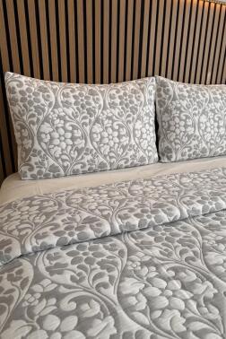 Liva 3 Parça Çift Kişilik Yatak Örtüsü 235x245 cm Gri - 3