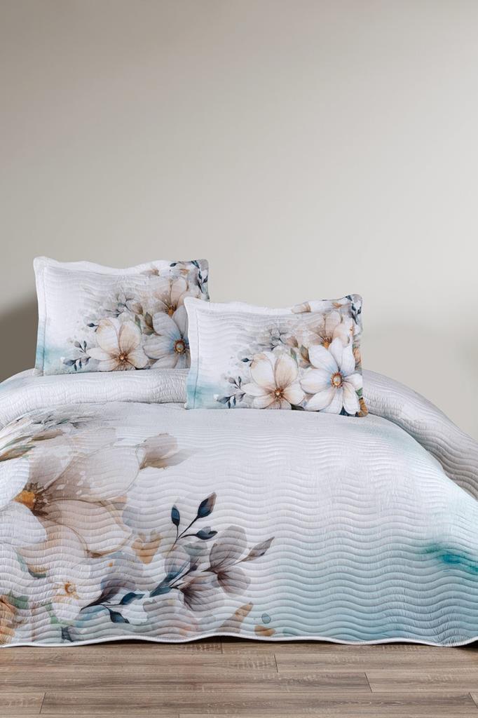 Longi Baskılı Kapitoneli Çift Kişilik Yatak Örtüsü - 1