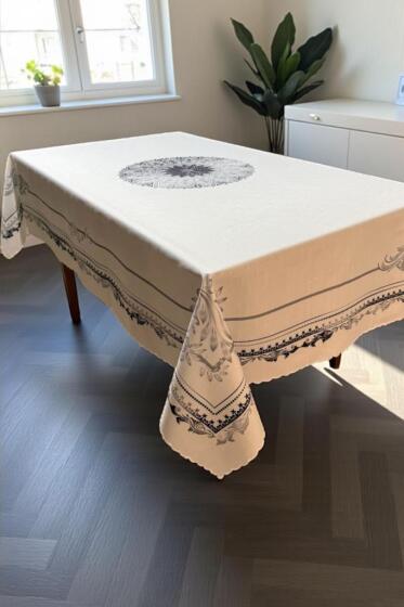 Lotus Dertsiz Masa Örtüsü 150x150 cm Gri - Çeyiz Diyarı