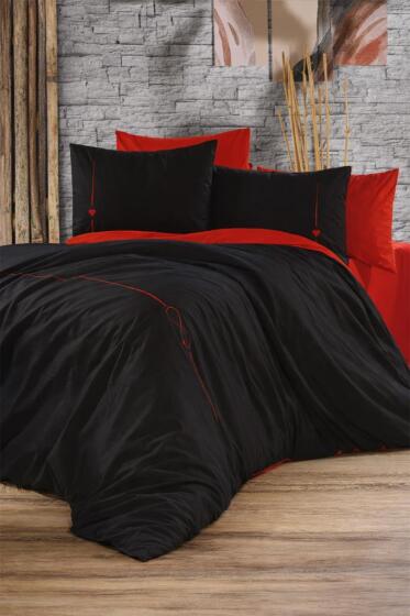 Lovely Çift Taraflı Çift Kişilik Nevresim Takımı Siyah - Çeyiz Diyarı