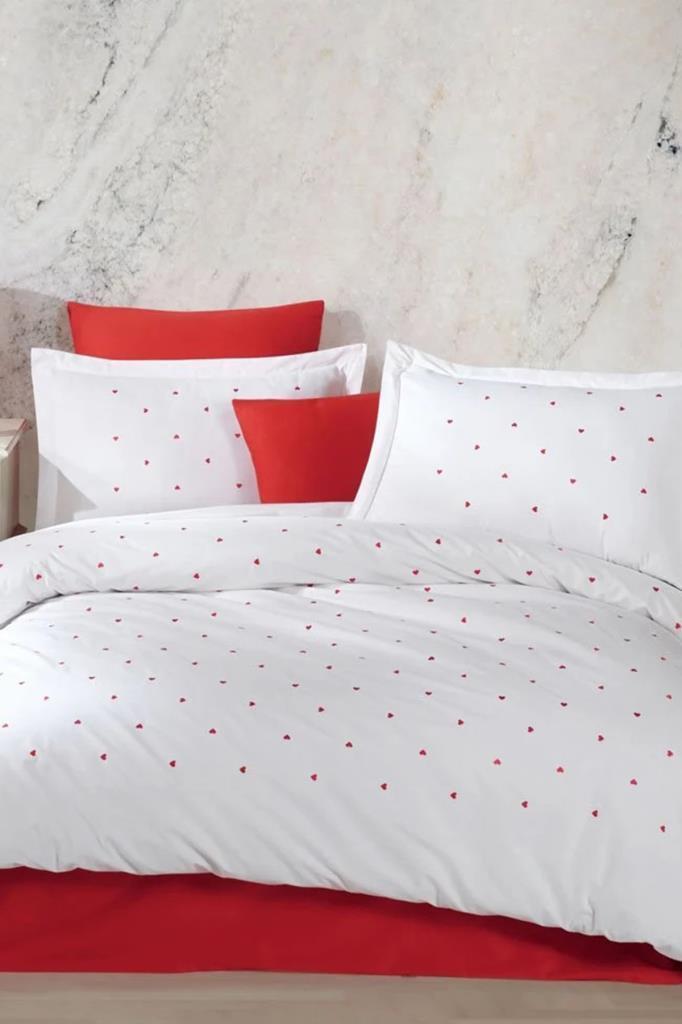 Lubow Poplin Nakışlı Çift Kişilik Nevresim Takımı Premium Beyaz - 1