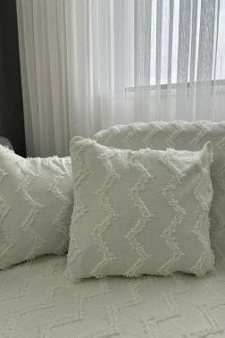 Lumpa Kırlent Kılıfı Hediyeli 170x210 cm Pamuklu Koltuk Örtüsü Krem - 5