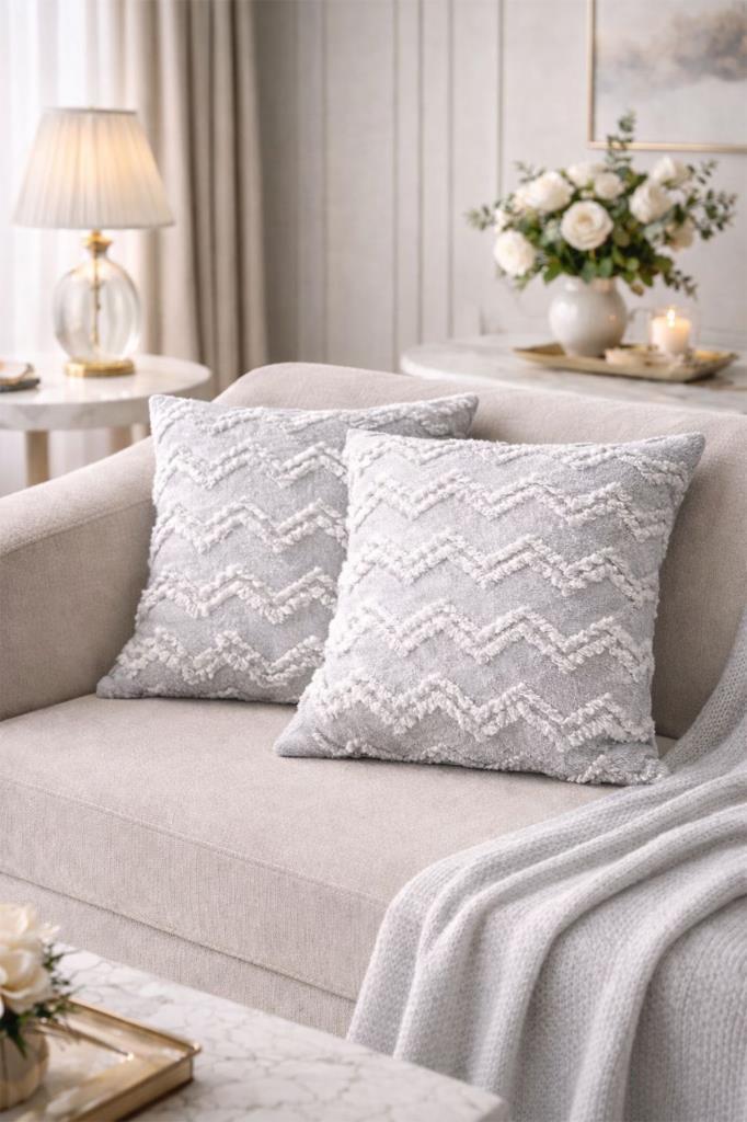 Lumpa Pamuklu 2'li Kırlent Kılıfı Gri - 1