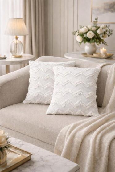 Lumpa Pamuklu 2'li Kırlent Kılıfı Krem - Çeyiz Diyarı
