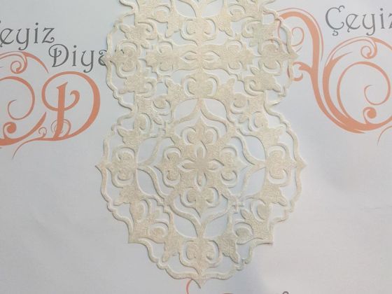Luxury Star Kadife Runner Krem - Çeyiz Diyarı (1)