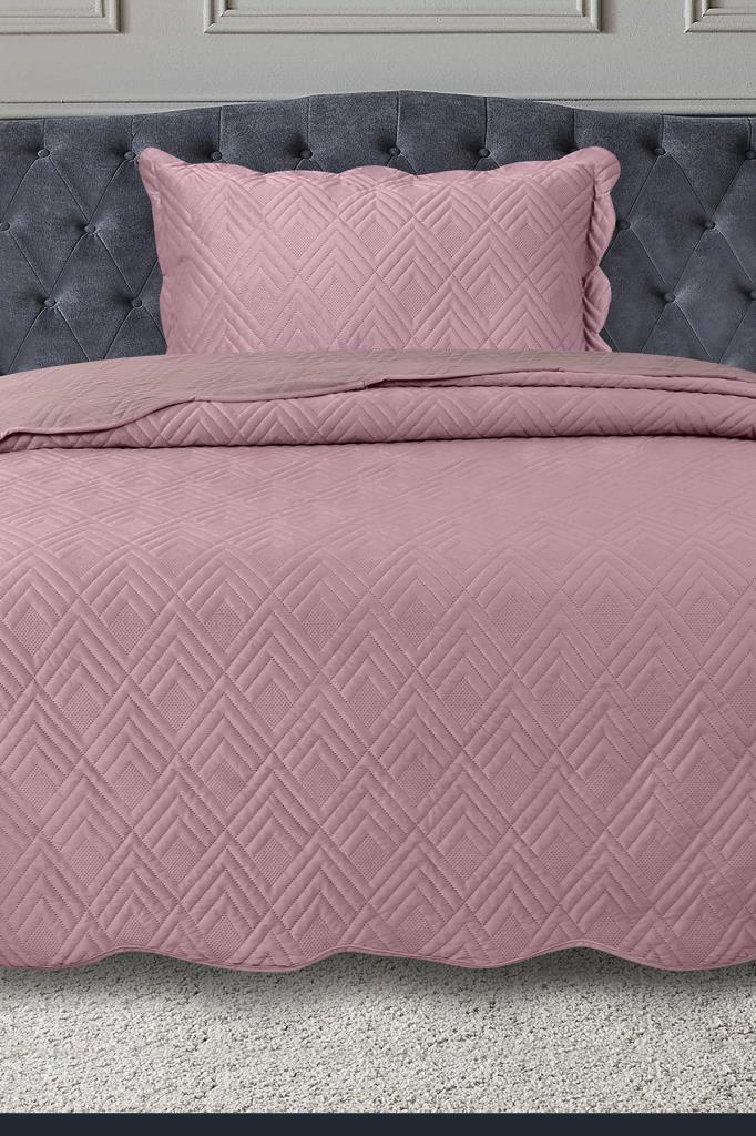 Lydia Tek Kişilik Lüks Kadife Yatak Örtüsü Pudra - 1