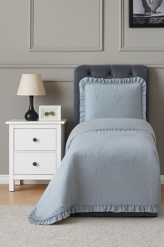 Madrid Elyaf Dolgulu Tek Kişilik 180x240 Cm Yatak Örtüsü Antrasit - 1