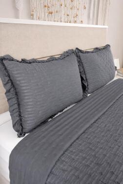 Maja Çift Taraflı Elyaf Dolgulu Çift Kişilik 240x260 Cm Yatak Örtüsü Antrasit - 2