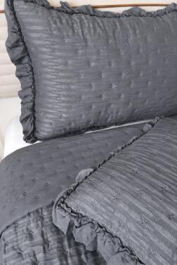 Maja Çift Taraflı Elyaf Dolgulu Çift Kişilik 240x260 Cm Yatak Örtüsü Antrasit - 4