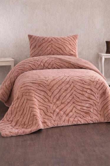 Malaga Tavşan Tüyü Tek Kişilik Yatak Örtüsü 180x240 Kahve - Çeyiz Diyarı