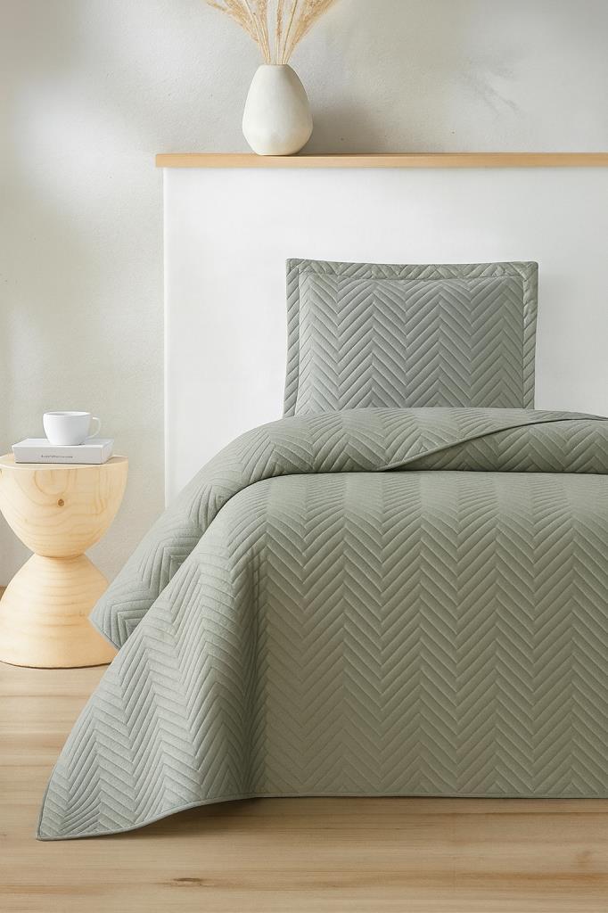 Malta Tek Kişilik Lüks Kadife 180x240 cm Yatak Örtüsü Gri - 1