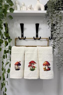 Mantar Baskılı 3lü Mutfak Havlu Takımı 30x50 Cm - 1