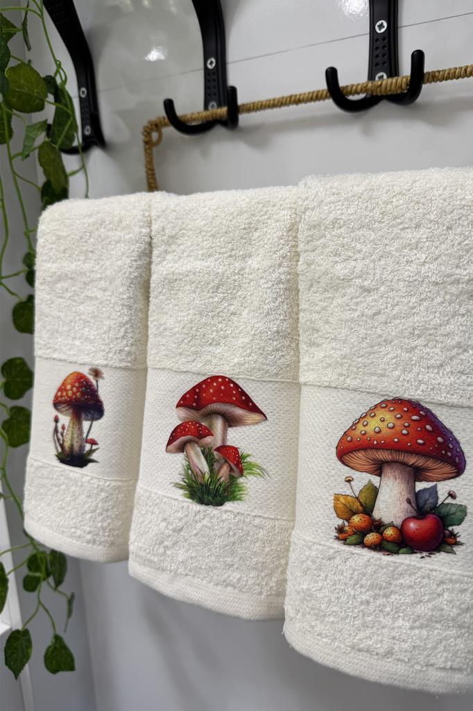 Mantar Baskılı 3lü Mutfak Havlu Takımı 30x50 Cm - 2