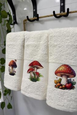 Mantar Baskılı 3lü Mutfak Havlu Takımı 30x50 Cm - 2