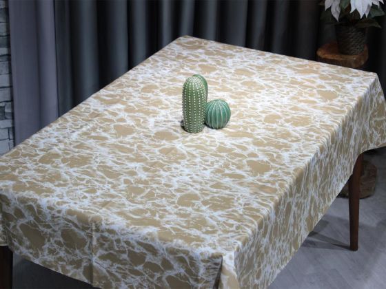 Marbel Silinebilir Dikdörtgen Masa Örtüsü Gold 110x140cm - Çeyiz Diyarı