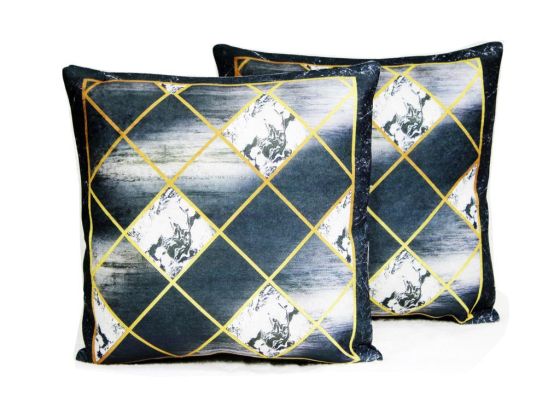 Marble 2 Li Kadife Kırlent Kılıfı Siyah - Çeyiz Diyarı
