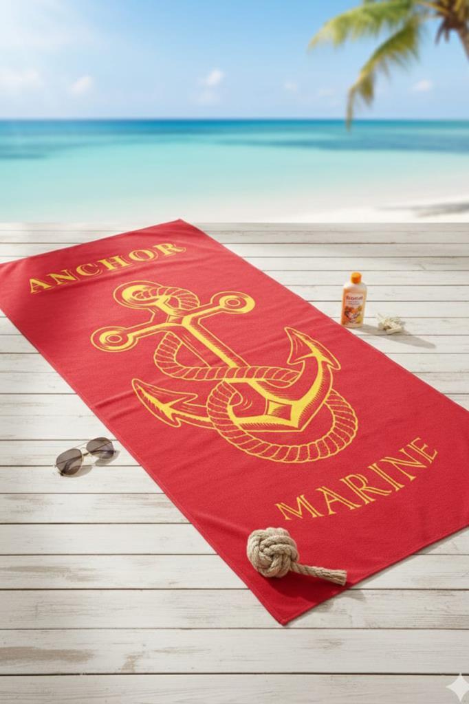 Marine %100 Pamuk 75x150 cm Plaj Havlusu Kırmızı - 1